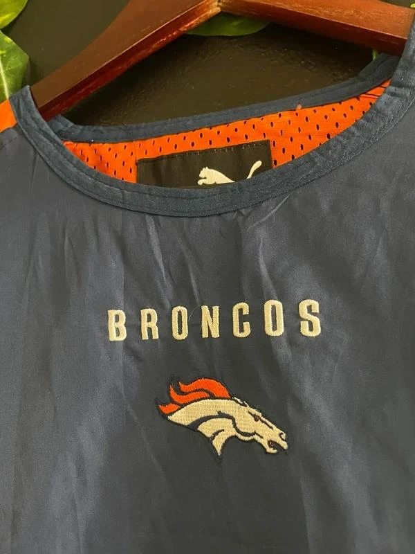 Puma Denver Broncos Windbreaker Vintage 2000s Navy Blue Orange Streetwear NFL Pu – photo 2